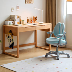 Eliana 90cm/120cm Solid Wood Height Adjustable Single Study/Office Desk/Table Set With Drawer/Bookcase/Chair For Study Room