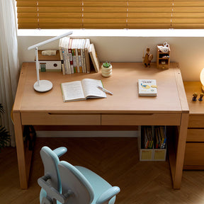 Eliana 90cm/120cm Solid Wood Height Adjustable Single Study/Office Desk/Table Set With Drawer/Bookcase/Chair For Study Room