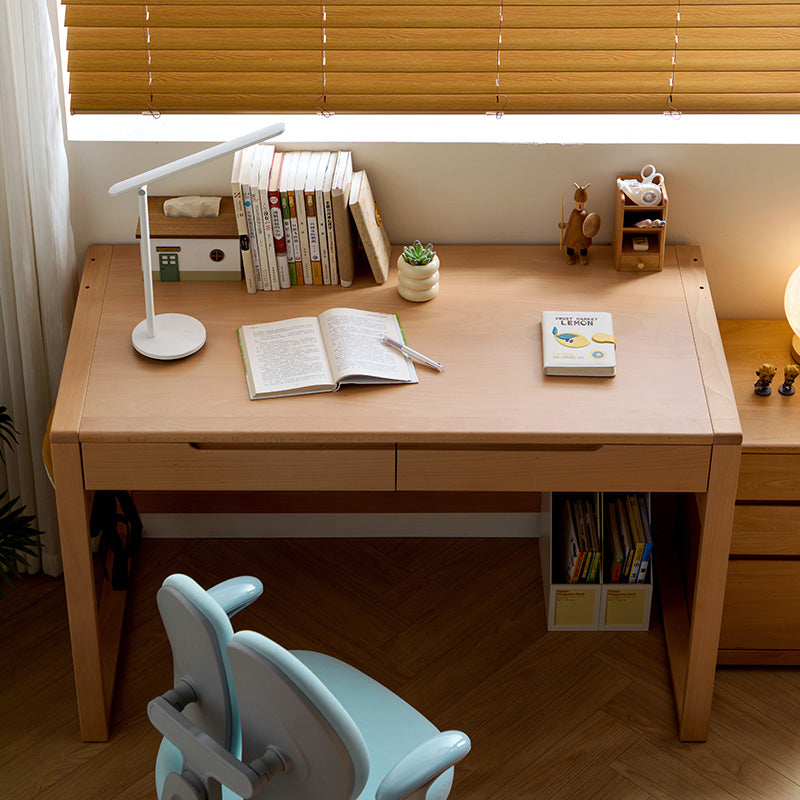 Eliana 90cm/120cm Solid Wood Height Adjustable Single Study/Office Desk/Table Set With Drawer/Bookcase/Chair For Study Room