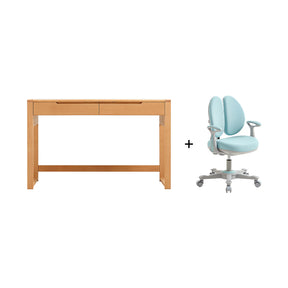 Eliana 90cm/120cm Solid Wood Height Adjustable Single Study/Office Desk/Table Set With Drawer/Bookcase/Chair For Study Room