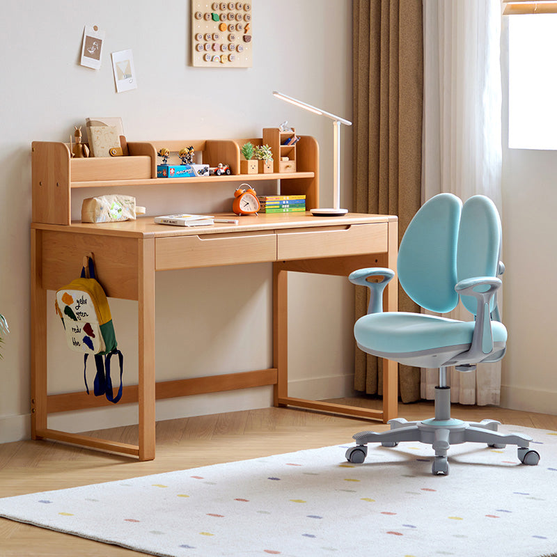Eliana 90cm/120cm Solid Wood Height Adjustable Single Study/Office Desk/Table Set With Drawer/Bookcase/Chair For Study Room