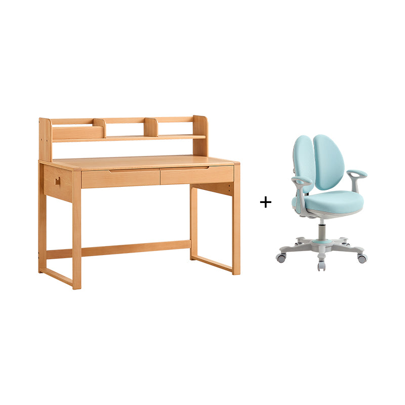 Eliana 90cm/120cm Solid Wood Height Adjustable Single Study/Office Desk/Table Set With Drawer/Bookcase/Chair For Study Room