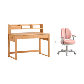 Eliana 90cm/120cm Solid Wood Height Adjustable Single Study/Office Desk/Table Set With Drawer/Bookcase/Chair For Study Room