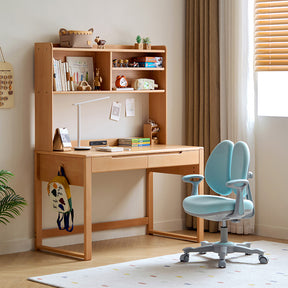 Eliana 90cm/120cm Solid Wood Height Adjustable Single Study/Office Desk/Table Set With Drawer/Bookcase/Chair For Study Room