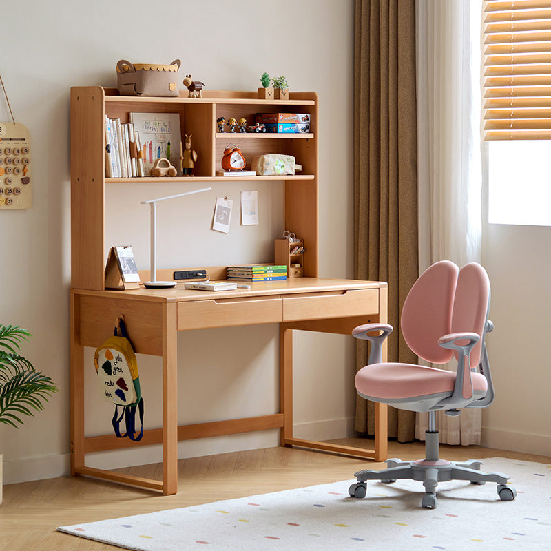 Eliana 90cm/120cm Solid Wood Height Adjustable Single Study/Office Desk/Table Set With Drawer/Bookcase/Chair For Study Room