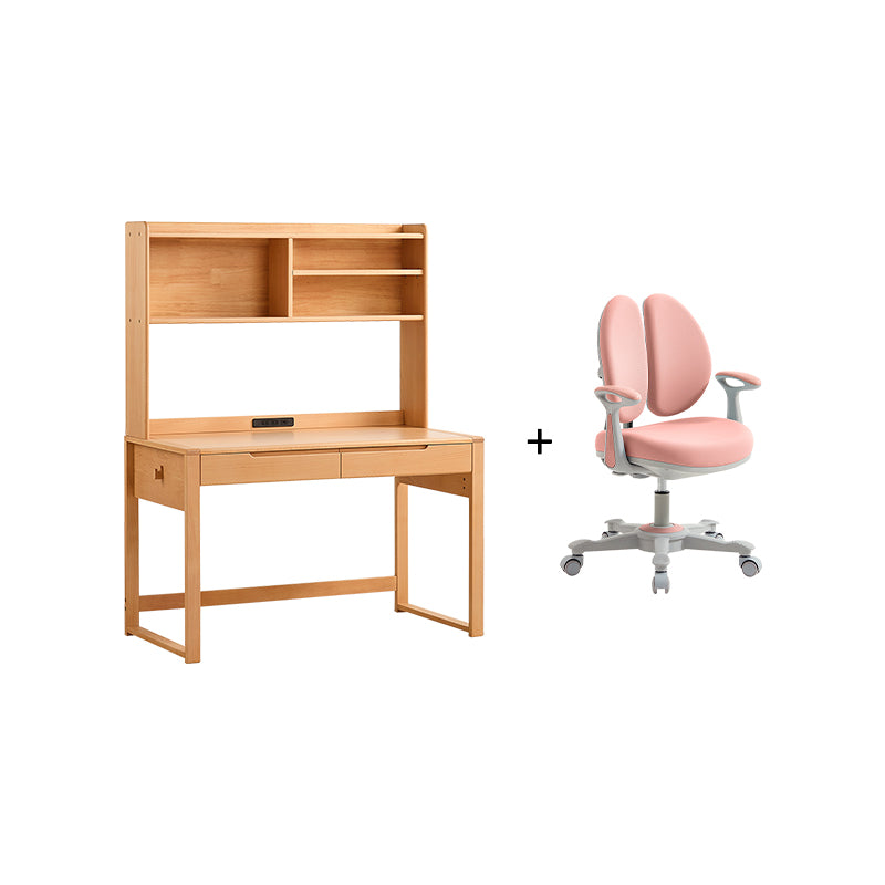 Eliana 90cm/120cm Solid Wood Height Adjustable Single Study/Office Desk/Table Set With Drawer/Bookcase/Chair For Study Room