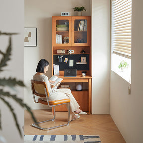 Fabian Bookcase Set With Chair/Carbon Crystalline Panel/Single Desk Multiple Color