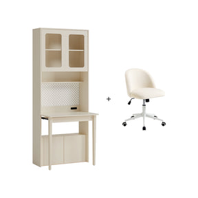 Fabian Bookcase Set With Chair/Carbon Crystalline Panel/Single Desk Multiple Color