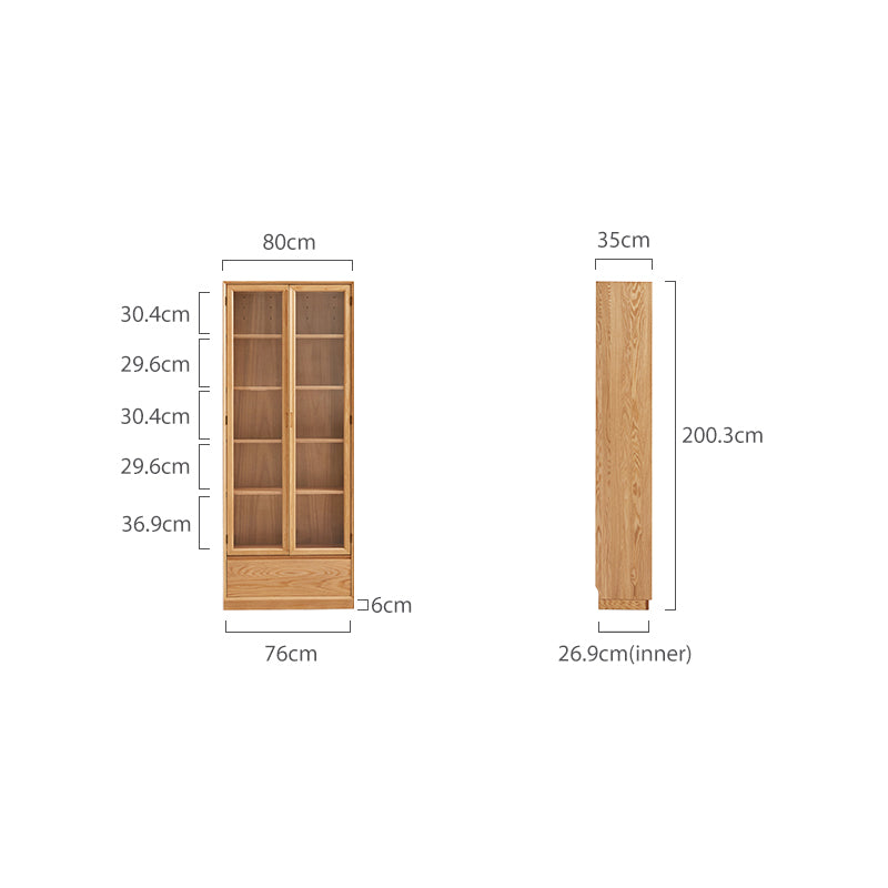 Freya 80cm FAS-Graded Solid American Oak Wood Bookcase Display Shelf & Storage