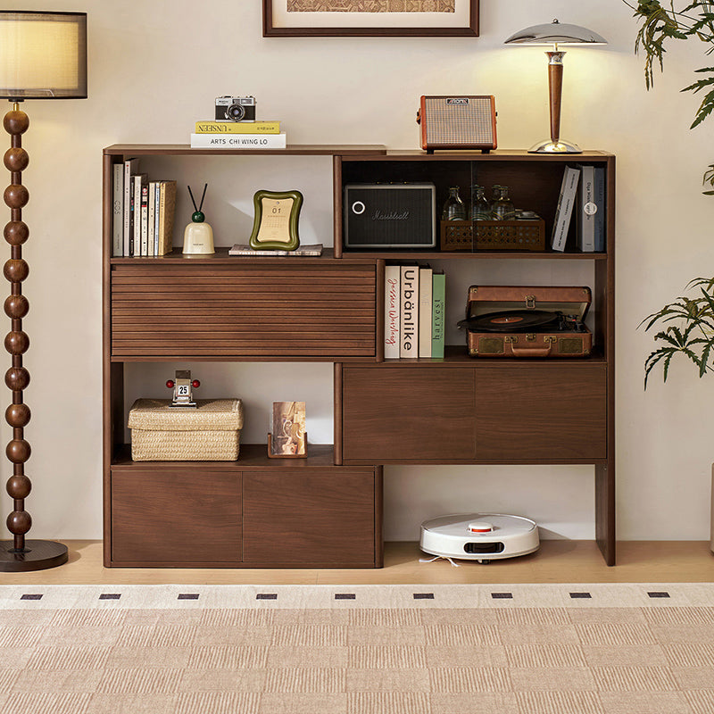 Minerva Expandable Corner Bookcase Display Shelf & Storage Walnut Color