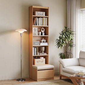 Watson 60cm/80cm Bookcase Modular Display Shelf & Storage With Cabinet Natural Wood Color