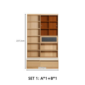Watson 60cm/80cm Bookcase Modular Display Shelf & Storage With Cabinet Natural Wood Color