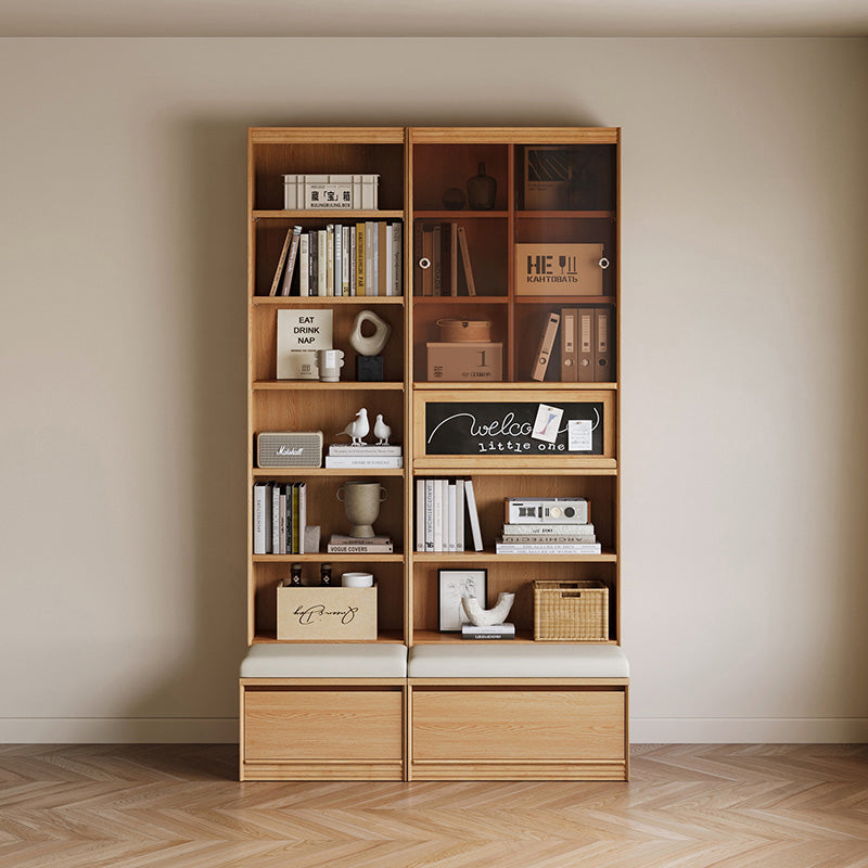 Watson 60cm/80cm Bookcase Modular Display Shelf & Storage With Cabinet Natural Wood Color