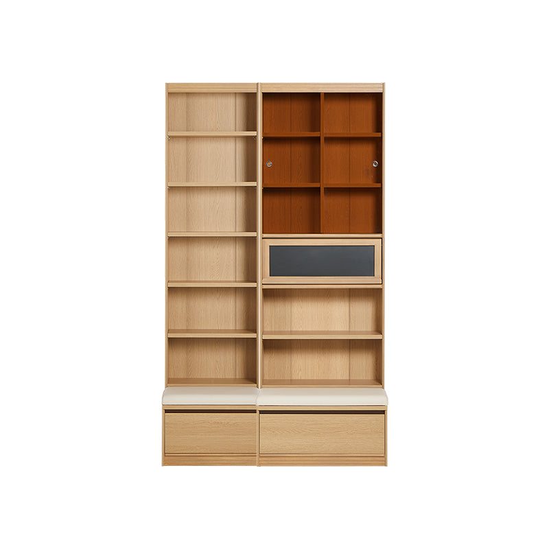 Watson 60cm/80cm Bookcase Modular Display Shelf & Storage With Cabinet Natural Wood Color