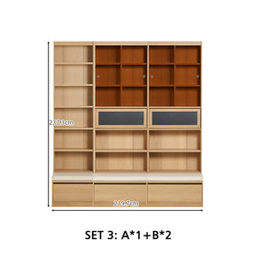Watson 60cm/80cm Bookcase Modular Display Shelf & Storage With Cabinet Natural Wood Color