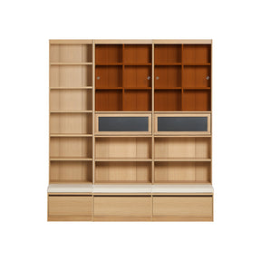 Watson 60cm/80cm Bookcase Modular Display Shelf & Storage With Cabinet Natural Wood Color