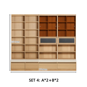 Watson 60cm/80cm Bookcase Modular Display Shelf & Storage With Cabinet Natural Wood Color