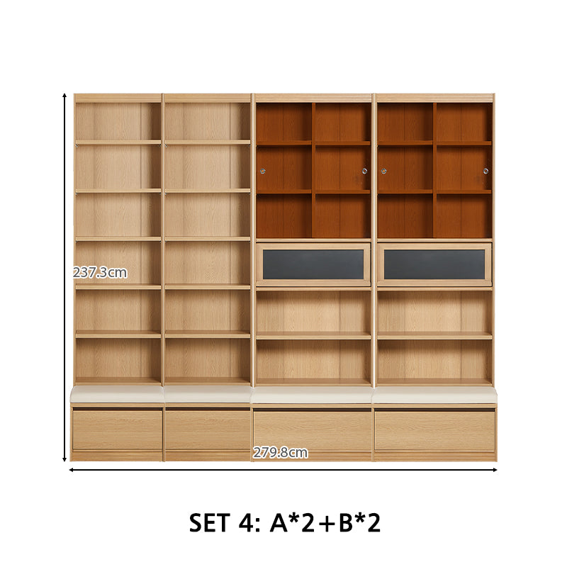 Watson 60cm/80cm Bookcase Modular Display Shelf & Storage With Cabinet Natural Wood Color