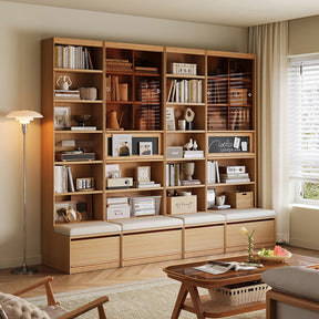 Watson 60cm/80cm Bookcase Modular Display Shelf & Storage With Cabinet Natural Wood Color