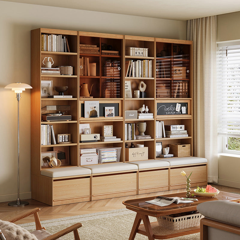 Watson 60cm/80cm Bookcase Modular Display Shelf & Storage With Cabinet Natural Wood Color