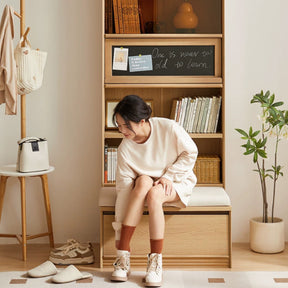 Watson 60cm/80cm Bookcase Modular Display Shelf & Storage With Cabinet Natural Wood Color