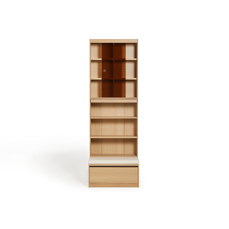Watson 60cm/80cm Bookcase Modular Display Shelf & Storage With Cabinet Natural Wood Color