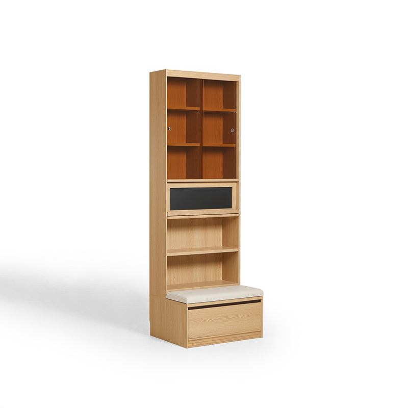 Watson 60cm/80cm Bookcase Modular Display Shelf & Storage With Cabinet Natural Wood Color
