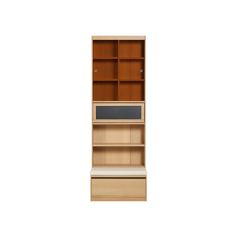 Watson 60cm/80cm Bookcase Modular Display Shelf & Storage With Cabinet Natural Wood Color