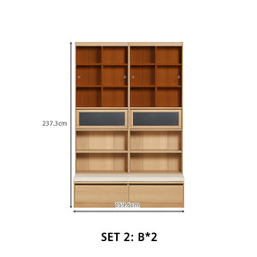 Watson 60cm/80cm Bookcase Modular Display Shelf & Storage With Cabinet Natural Wood Color