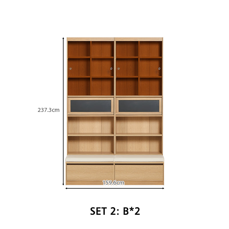 Watson 60cm/80cm Bookcase Modular Display Shelf & Storage With Cabinet Natural Wood Color