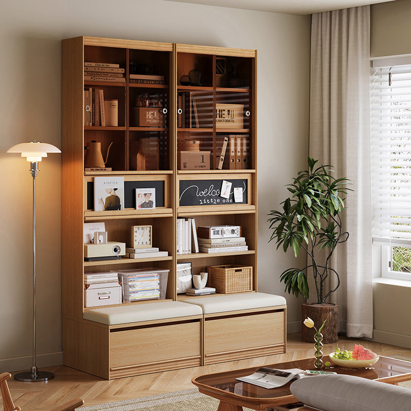 Watson 60cm/80cm Bookcase Modular Display Shelf & Storage With Cabinet Natural Wood Color