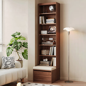 Watson 60cm/80cm Bookcase Modular Display Shelf & Storage With Cabinet/Lighting Walnut Color