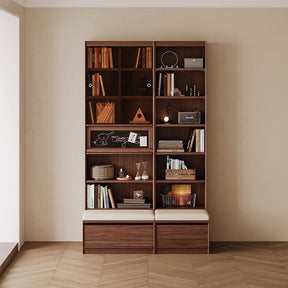 Watson 60cm/80cm Bookcase Modular Display Shelf & Storage With Cabinet/Lighting Walnut Color