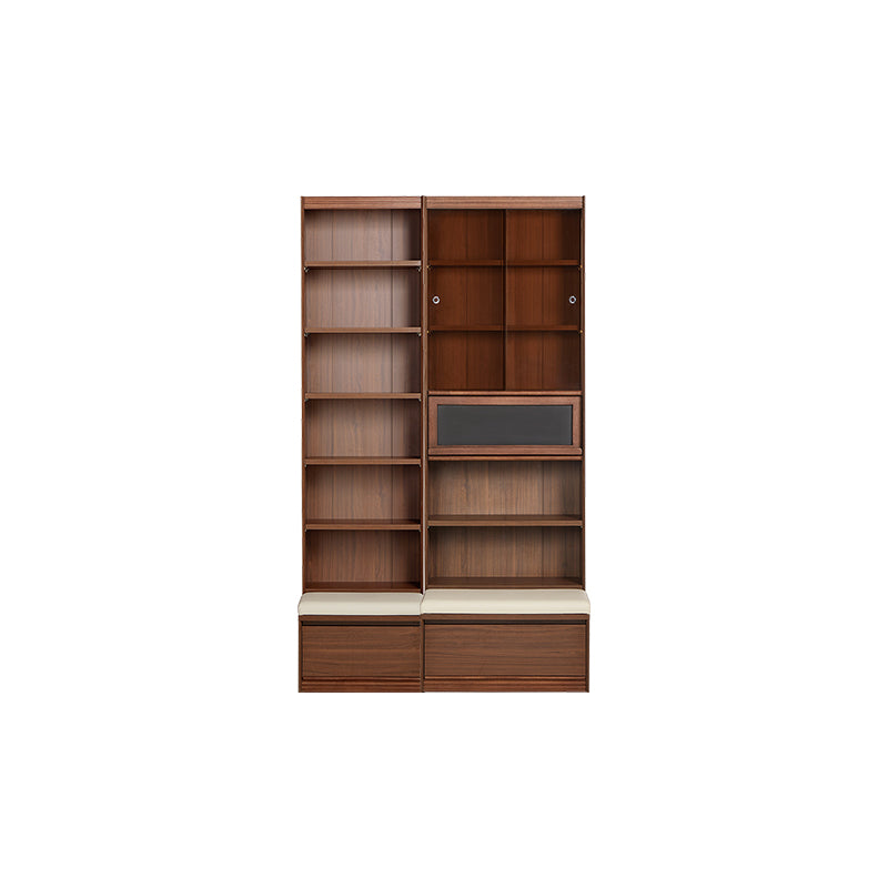 Watson 60cm/80cm Bookcase Modular Display Shelf & Storage With Cabinet/Lighting Walnut Color
