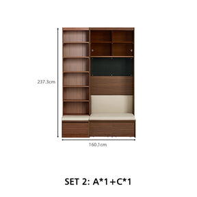 Watson 60cm/80cm Bookcase Modular Display Shelf & Storage With Cabinet/Lighting Walnut Color