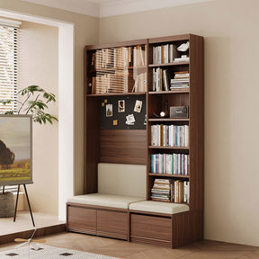 Watson 60cm/80cm Bookcase Modular Display Shelf & Storage With Cabinet/Lighting Walnut Color