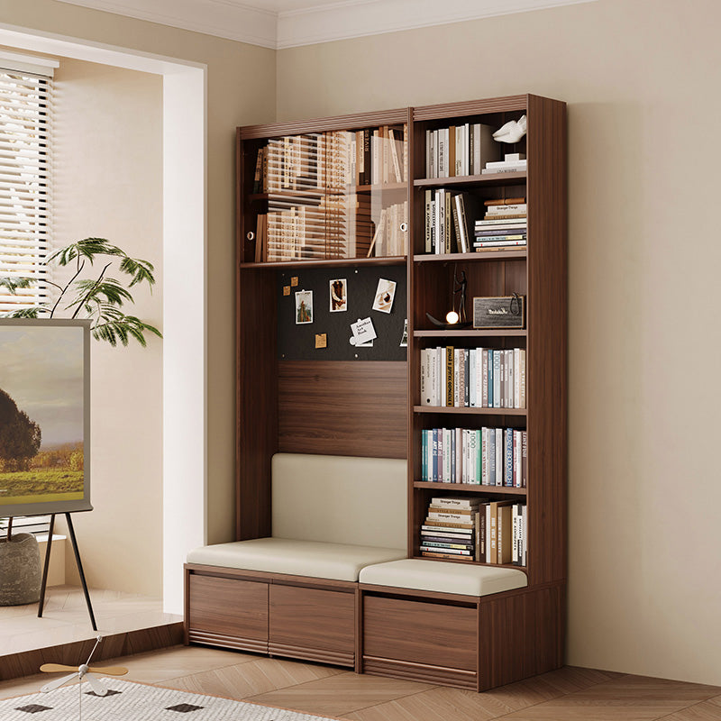 Watson 60cm/80cm Bookcase Modular Display Shelf & Storage With Cabinet/Lighting Walnut Color