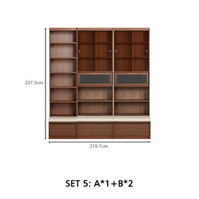 Watson 60cm/80cm Bookcase Modular Display Shelf & Storage With Cabinet/Lighting Walnut Color
