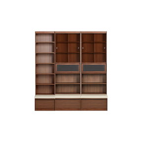 Watson 60cm/80cm Bookcase Modular Display Shelf & Storage With Cabinet/Lighting Walnut Color