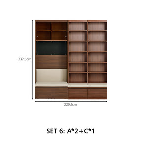 Watson 60cm/80cm Bookcase Modular Display Shelf & Storage With Cabinet/Lighting Walnut Color