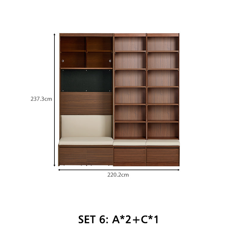 Watson 60cm/80cm Bookcase Modular Display Shelf & Storage With Cabinet/Lighting Walnut Color