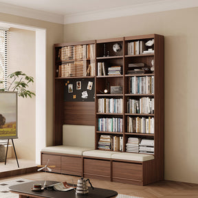 Watson 60cm/80cm Bookcase Modular Display Shelf & Storage With Cabinet/Lighting Walnut Color