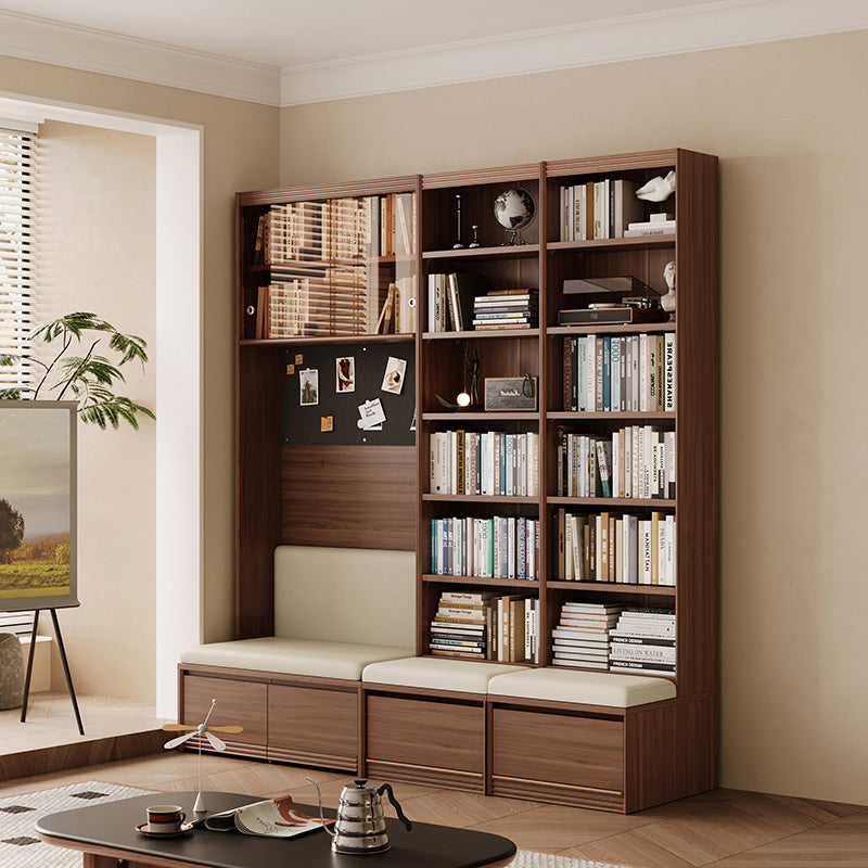 Watson 60cm/80cm Bookcase Modular Display Shelf & Storage With Cabinet/Lighting Walnut Color