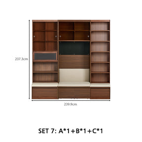 Watson 60cm/80cm Bookcase Modular Display Shelf & Storage With Cabinet/Lighting Walnut Color