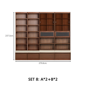 Watson 60cm/80cm Bookcase Modular Display Shelf & Storage With Cabinet/Lighting Walnut Color