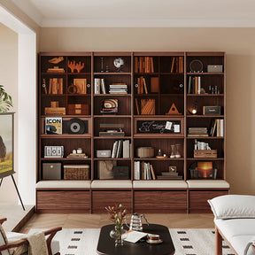 Watson 60cm/80cm Bookcase Modular Display Shelf & Storage With Cabinet/Lighting Walnut Color