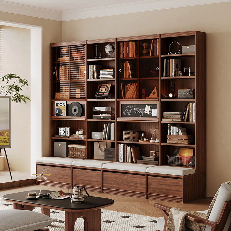 Watson 60cm/80cm Bookcase Modular Display Shelf & Storage With Cabinet/Lighting Walnut Color