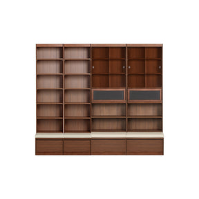 Watson 60cm/80cm Bookcase Modular Display Shelf & Storage With Cabinet/Lighting Walnut Color