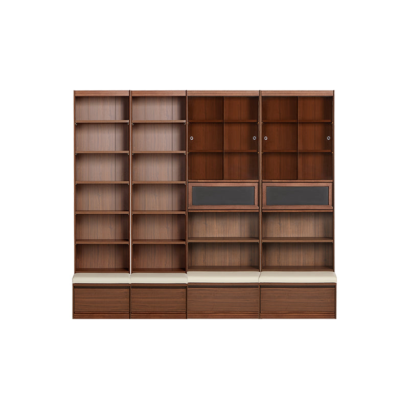 Watson 60cm/80cm Bookcase Modular Display Shelf & Storage With Cabinet/Lighting Walnut Color