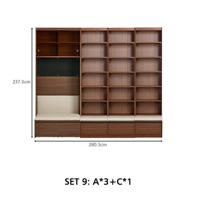 Watson 60cm/80cm Bookcase Modular Display Shelf & Storage With Cabinet/Lighting Walnut Color